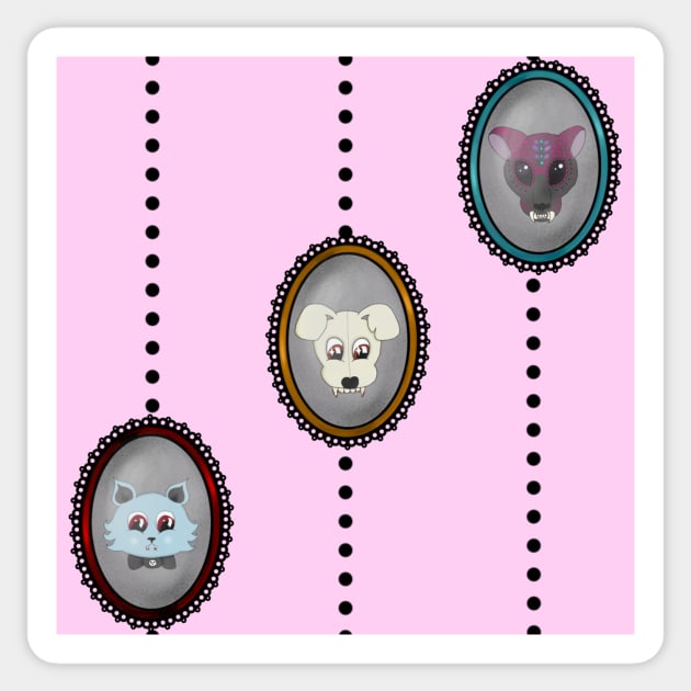 Kawaii lolita style cameo stripe pattern pink Sticker by RSewell